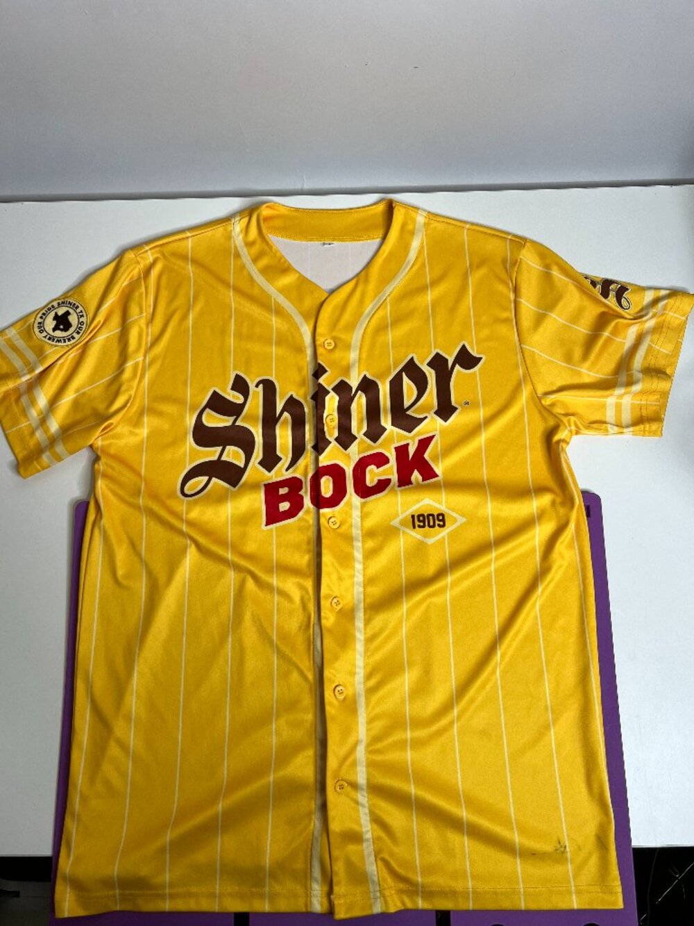 Yellow Shiner Bock Beer Baseball Jersey Men's (#09) - Size Large